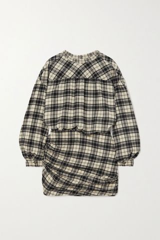 Isabel Marant Étoile + Faber Gathered Checked Flannel Mini Dress