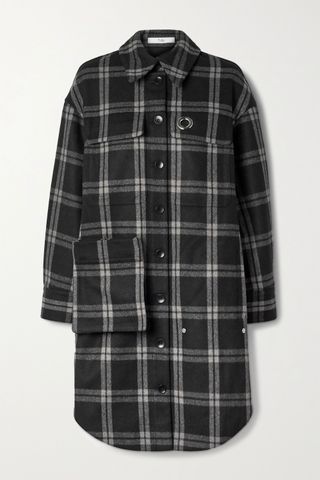 Tibi + Chester Oversized Convertible Checked Wool-Blend Coat