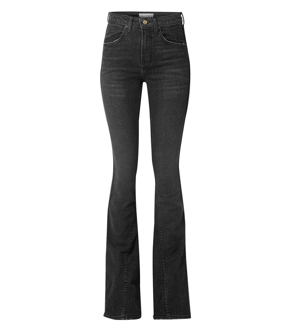 TRE + Cher Distressed High-Rise Flared Jeans