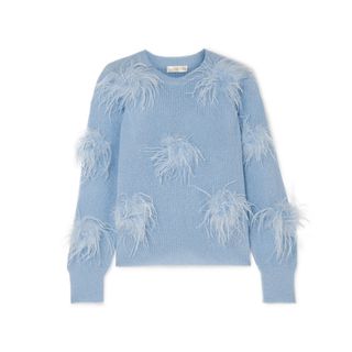 Stine Goya + Candice Feather-Embellished Knitted Sweater