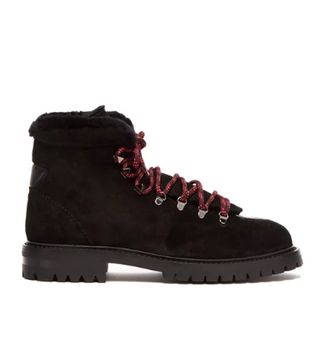 Valentino + Rockstud-Embellished Suede Hiking Boots