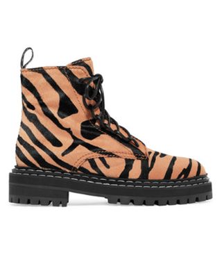 Proenza Schouler + Tiger-Print Calf Hair Ankle Boots