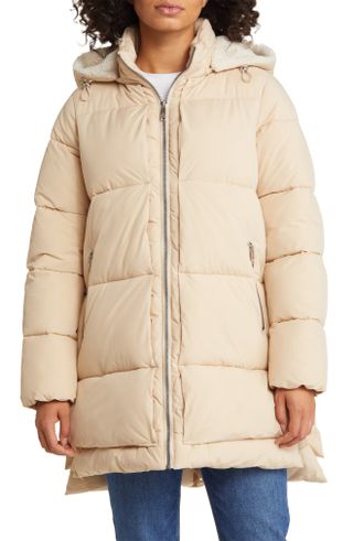 Sam Edelman + Puffer Jacket With Removable Faux Shearling Trim