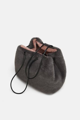 Zara + Reversible Faux Fur Bucket Bag