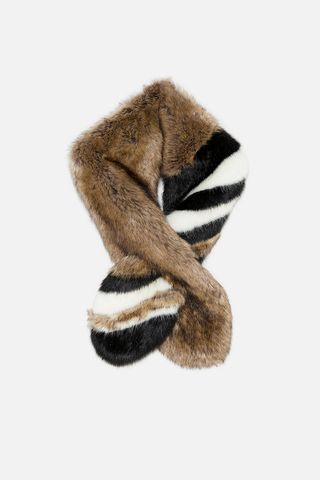 Zara + Striped Faux Fur Scarf