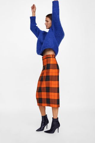 Zara + Plaid Tube Skirt