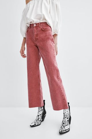 Zara + Colored Hi-Rise Wide Leg Jeans