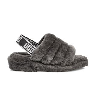 Ugg + Fluff Yeah Slides in Charcoal