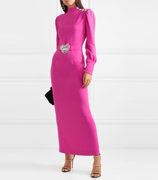 Alessandra Rich + Crystal-Embellished Crepe Midi Dress