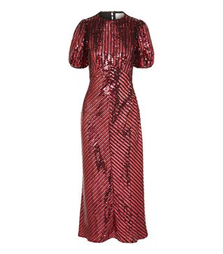 Rixo London + Laura Jackson Daisy Velvet-Trimmed Sequined Crepe Midi Dress