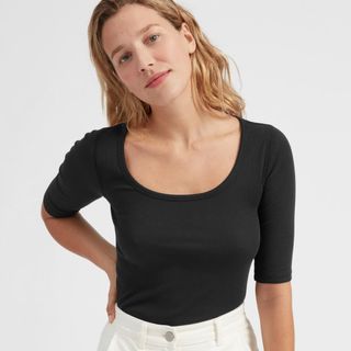 Everlane + Pima Micro Rib Scoop-Neck T-Shirt