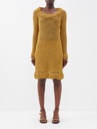 Proenza Schouler + Crocheted Fringed Open-Knit Dress