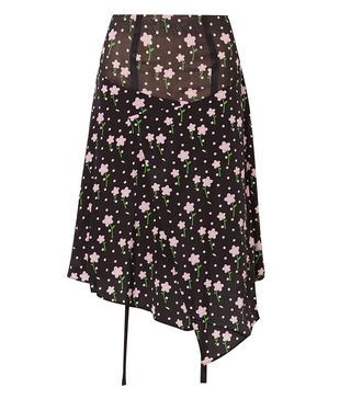 Sandy Liang + Norman Floral-Print Silk Crepe de Chine Skirt
