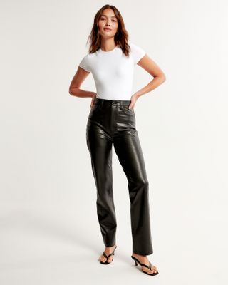 Abercrombie and Fitch + Vegan Leather 90s Straight Pant