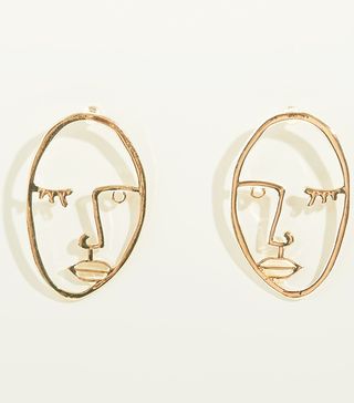 New Look + Gold Face Silhouette Stud Earrings