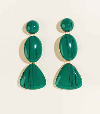 New Look + Dark Green Resin Geometric Drop Earrings
