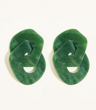 New Look + Green Resin Linked Hoop Earrings