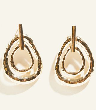 New Look + Wanted Gold Hammered Linked Oval Earrings