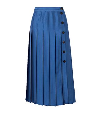 Victoria, Victoria Beckham + Pleated Satin Midi Skirt