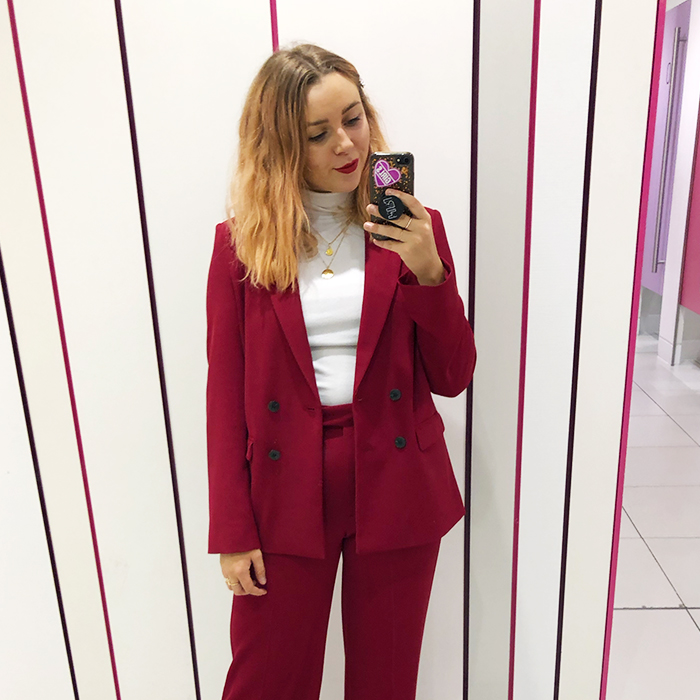 NWT Mango Red suit structured blazer and pants