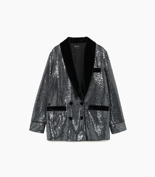 Zara + Shiny Shawl Collar Blazer