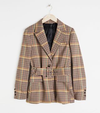 & Other Stories + Belted Plaid Blazer