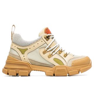 Gucci + Beige, Green and Brown Flashtrek Leather and Mesh Sneakers