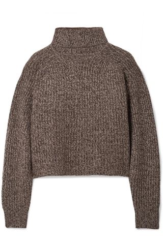 The Row + Dickie Oversized Cropped Mélange Cashmere Turtleneck Sweater