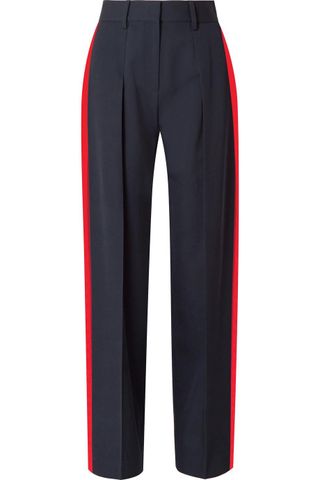 Victoria by Victoria Beckham + Striped Wool-Twill Wide-Leg Pants