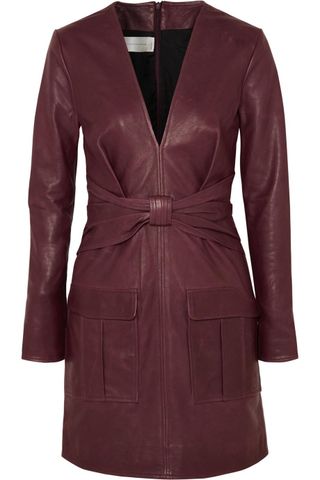 Victoria by Victoria Beckham + Bow-Detailed Leather Mini Dress