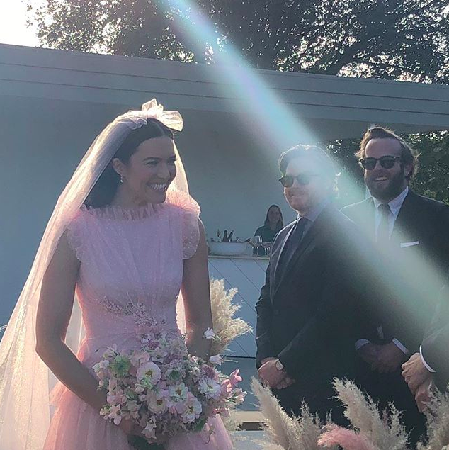 Mandy Moore Just Got Married in a Pink Wedding Dress Who What Wear
