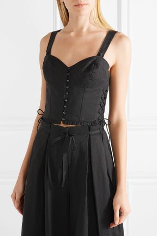 Ulla Johnson + Thea Lace-Up Twill Bustier Top