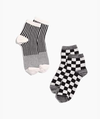 Madewell + Two-Pack Checkerboard Ankle Socks