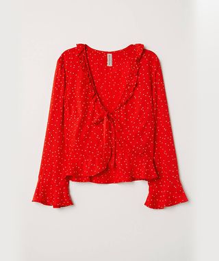 H&M + V-Neck Blouse With Buttons