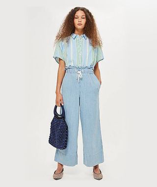 Topshop + Bleach Draw-Tie Cropped Jeans