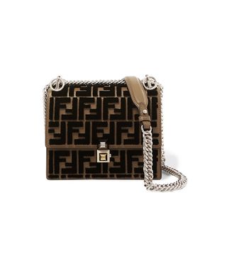 Fendi + Kan I Small Flocked Leather Shoulder Bag