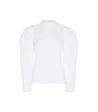 Rejina Pyo + High Neck Puff Sleeve Cotton-Blend Shirt