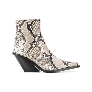 Gia Couture + Python Print Ankle Boots