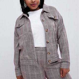 Glamorous + Trucker Jacket in Prince of Wales Check