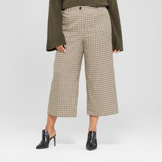 Who What Wear + Plaid Wide Leg Cropped Suiting Pants