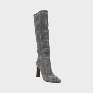 Who What Wear + Leigh Plaid Slouch Tall Fashion Boots