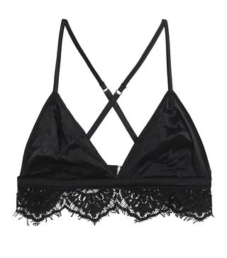 Love Stories + Darling Lace-Trimmed Silk-Blend Satin Triangle Bra