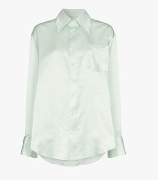 Matthew Adams Dolan + Asymmetric Hem Silk Oxford Shirt