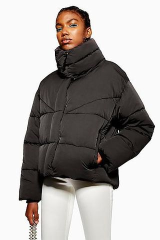 Topshop + Black Wrap Puffer Jacket