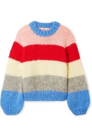 Ganni + Julliard Striped Mohair and Wool-Blend Sweater