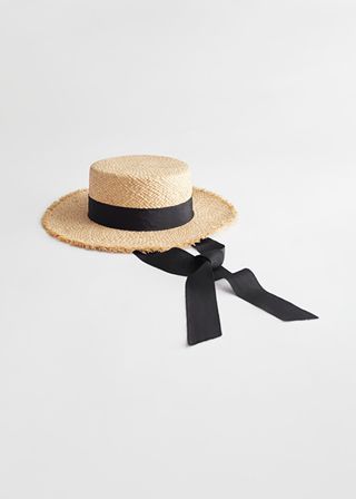 & Other Stories + Straw Ribbon Boater Hat