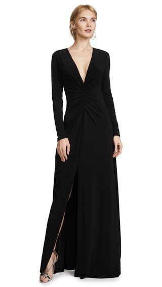 Halston Heritage + Ruched Gown