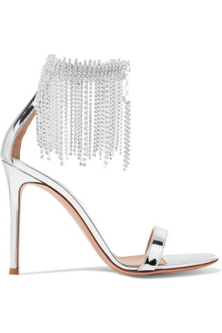 Gianvito Rossi + 100 Crystal-Embellished Metallic Leather Sandals