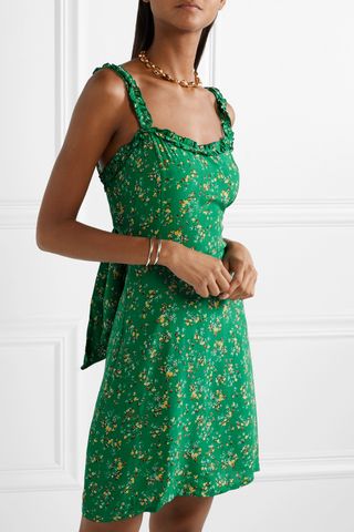 Faithfull The Brand + Esther Ruffle Trimmed Floral-Print Crepe Mini Dress