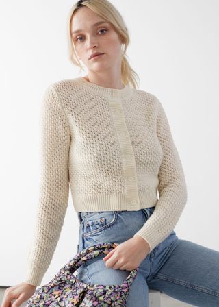 & Other Stories + Textured Wool Blend Knit Cardigan